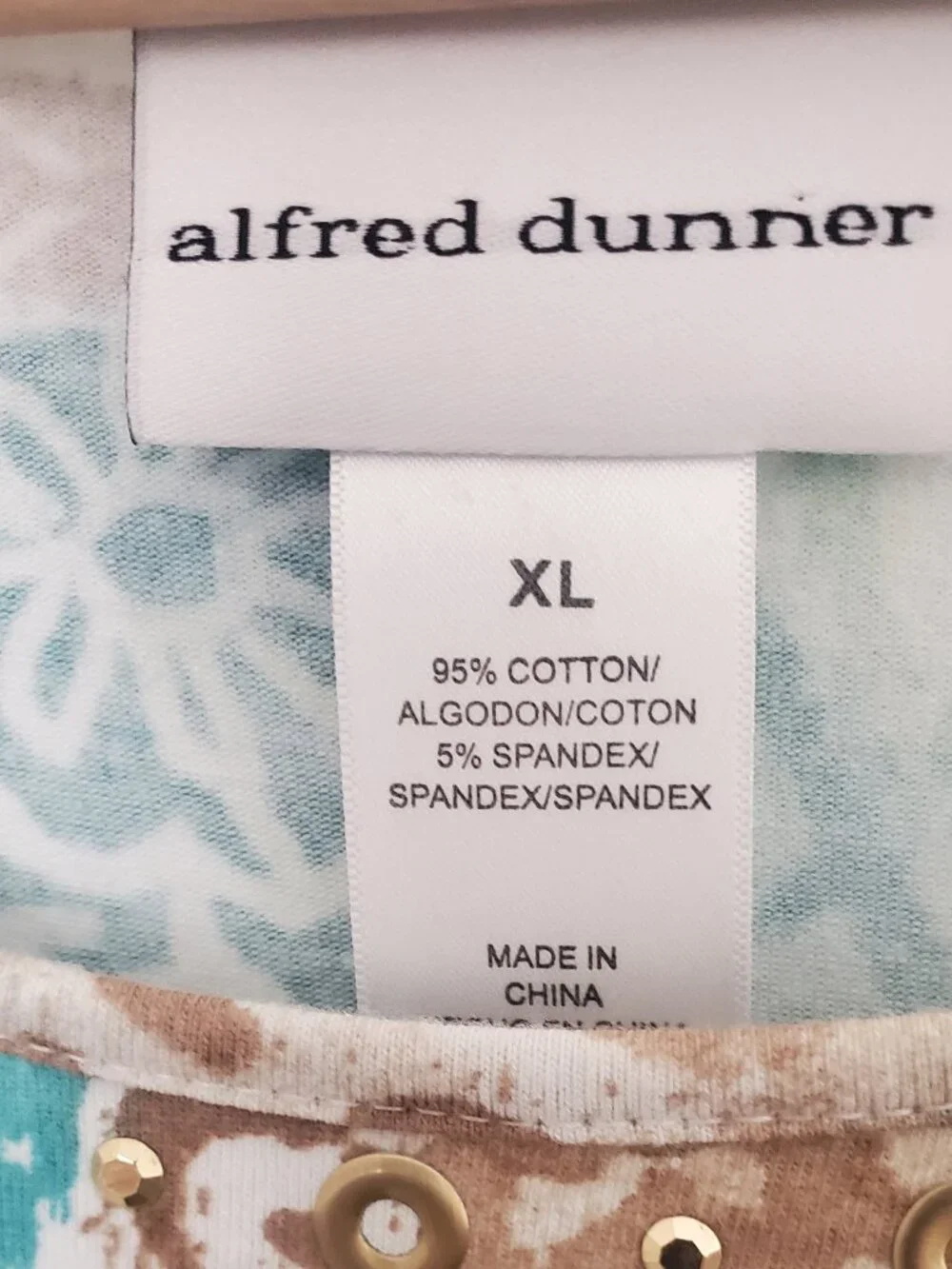 Alfred Dunner Patchwork Top With Grommets Women's Size XL - Picture 4 of 6